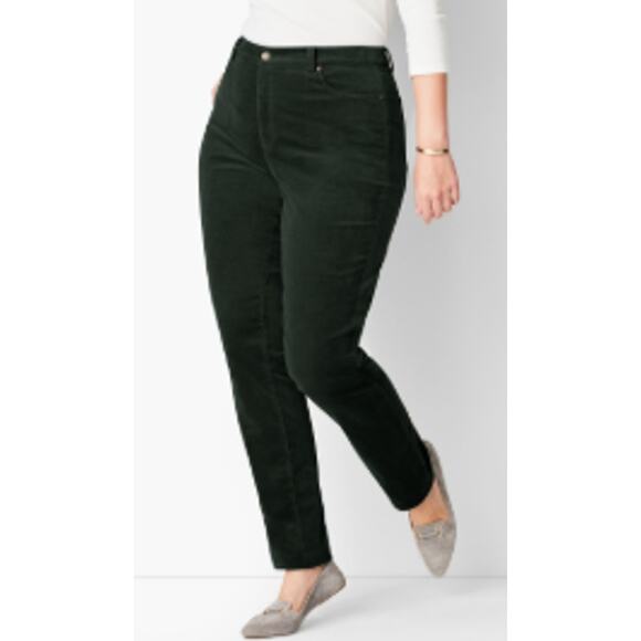 Talbots Women 4 Petite Black Corduroy Fall Winter High Waist Straight Leg Pants - Picture 1 of 6